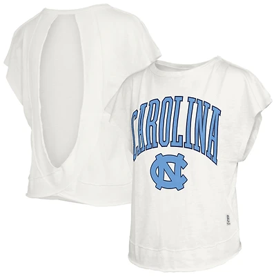 Women's Pressbox  Cream North Carolina Tar Heels Nelson Movement Open Back Slub T-Shirt