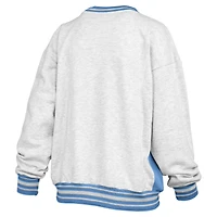 Women's Pressbox Heather Gray/Carolina Blue North Carolina Tar Heels Endzone Crewneck Sweatshirt