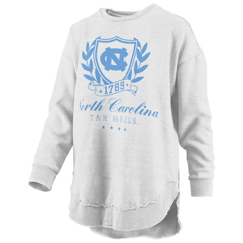 Women's Pressbox Heather Gray North Carolina Tar Heels Field Day Melange Poncho Pullover Sweatshirt