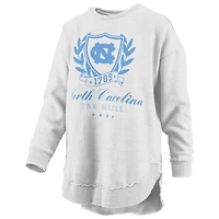 Women's Pressbox Heather Gray North Carolina Tar Heels Field Day Melange Poncho Pullover Sweatshirt