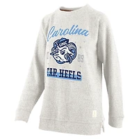 Women's Pressbox Oatmeal North Carolina Tar Heels Plus Comfy Cairo Terry Pullover Sweatshirt