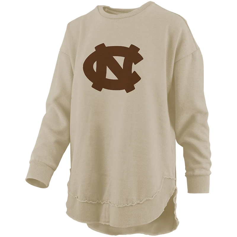 Women's Pressbox Tan North Carolina Tar Heels Poncho Fleece Pullover Sweatshirt