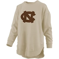 Women's Pressbox Tan North Carolina Tar Heels Poncho Fleece Pullover Sweatshirt