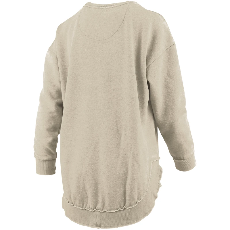 Women's Pressbox Tan North Carolina Tar Heels Poncho Fleece Pullover Sweatshirt