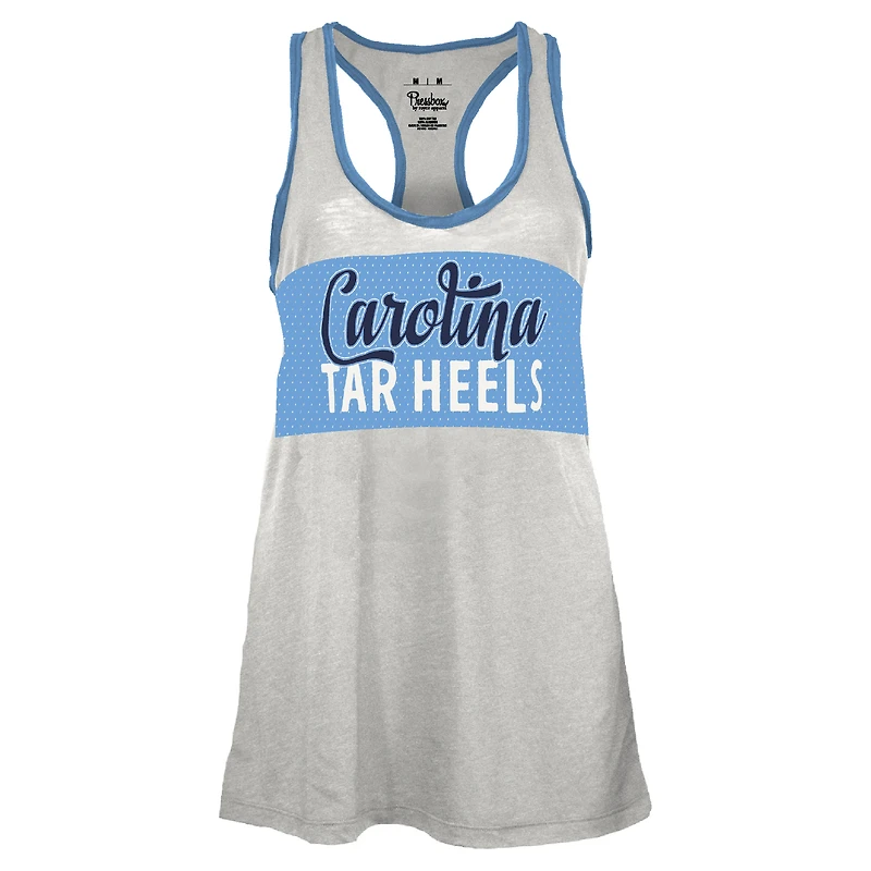 Women's Pressbox White/Light Blue North Carolina Tar Heels Tracy Racerback Burnout Tank Top