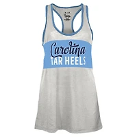 Women's Pressbox White/Light Blue North Carolina Tar Heels Tracy Racerback Burnout Tank Top