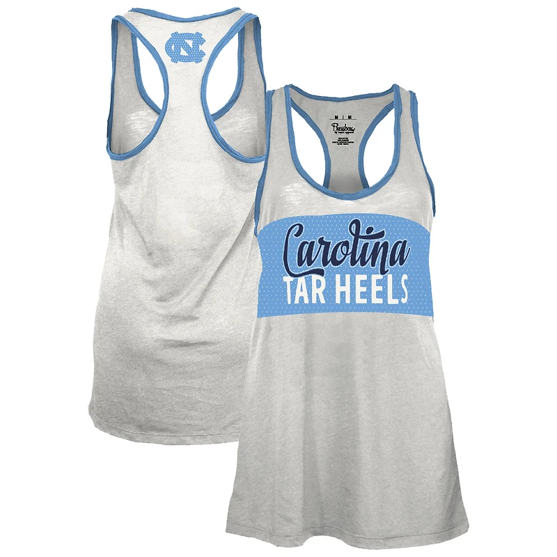 Women's Pressbox White/Light Blue North Carolina Tar Heels Tracy Racerback Burnout Tank Top