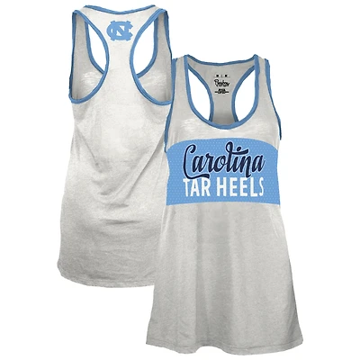 Women's Pressbox White/Light Blue North Carolina Tar Heels Tracy Racerback Burnout Tank Top
