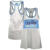 Women's Pressbox White/Light Blue North Carolina Tar Heels Tracy Racerback Burnout Tank Top