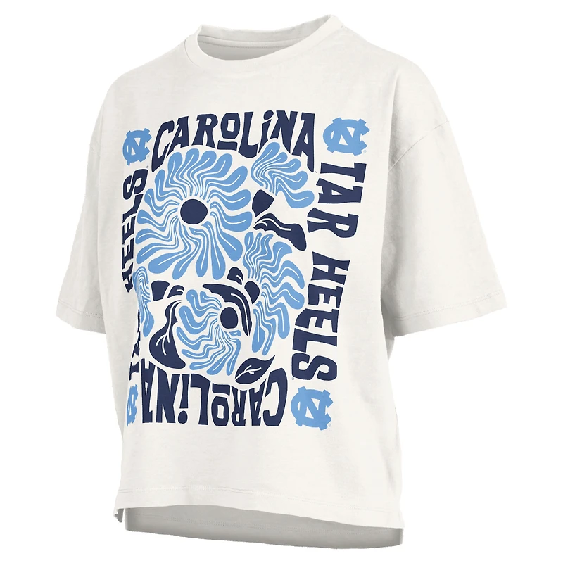 T-shirt oversize en jersey flammé blanc Pressbox pour femmes, North Carolina Tar Heels Elena