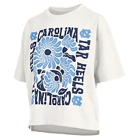 T-shirt oversize en jersey flammé blanc Pressbox pour femmes, North Carolina Tar Heels Elena