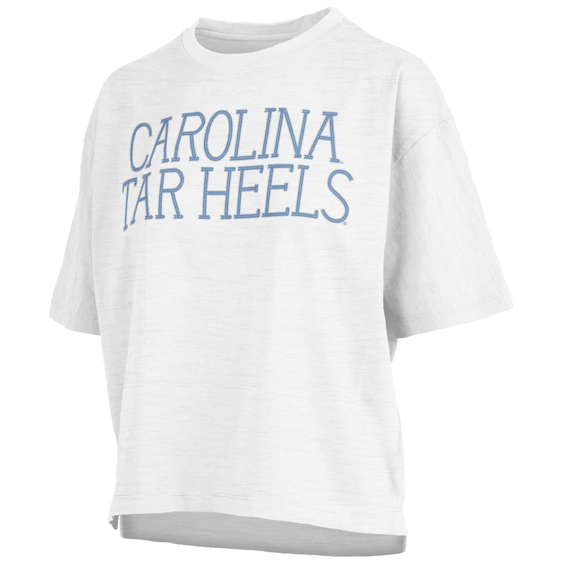 Women's Pressbox White North Carolina Tar Heels Motley Crew Chain Stitch Slub Waist Length Boxy T-Shirt