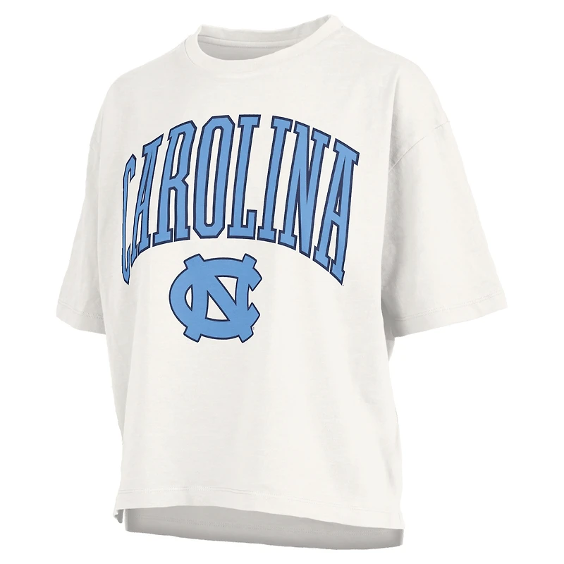 T-shirt oversize à manches longues en jersey flammé blanc Pressbox pour femme, North Carolina Tar Heels, grandes tailles, Nelson Motley Crew