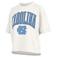 T-shirt oversize à manches longues en jersey flammé blanc Pressbox pour femme, North Carolina Tar Heels, grandes tailles, Nelson Motley Crew