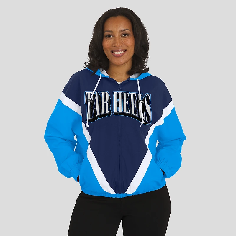 Women's WEAR by Erin Andrews Blue/Navy North Carolina Tar Heels Colorblock Full-Zip Hoodie Windbreaker Jacket
