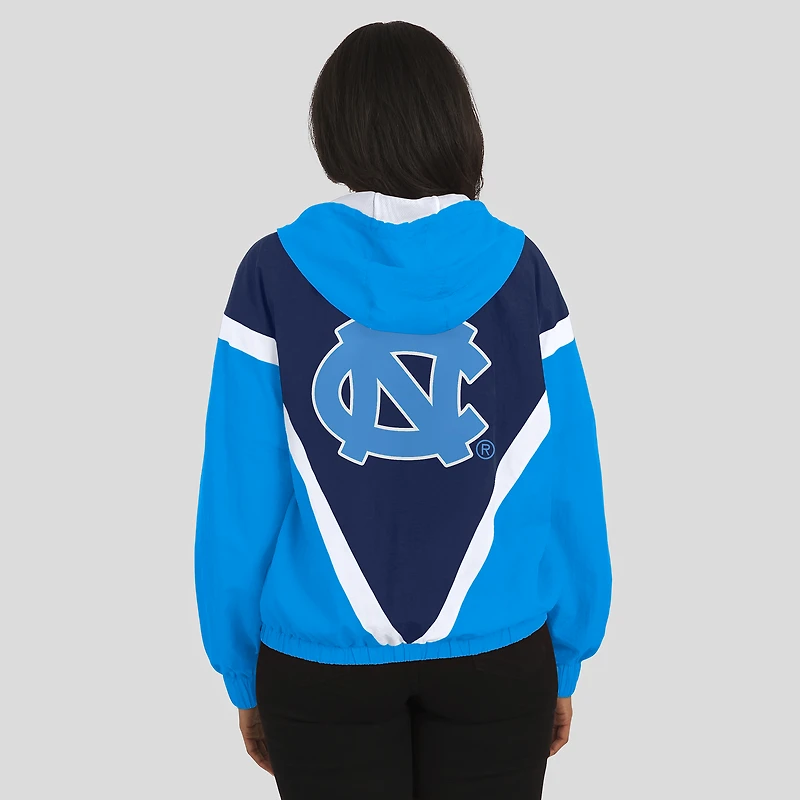 Women's WEAR by Erin Andrews Blue/Navy North Carolina Tar Heels Colorblock Full-Zip Hoodie Windbreaker Jacket