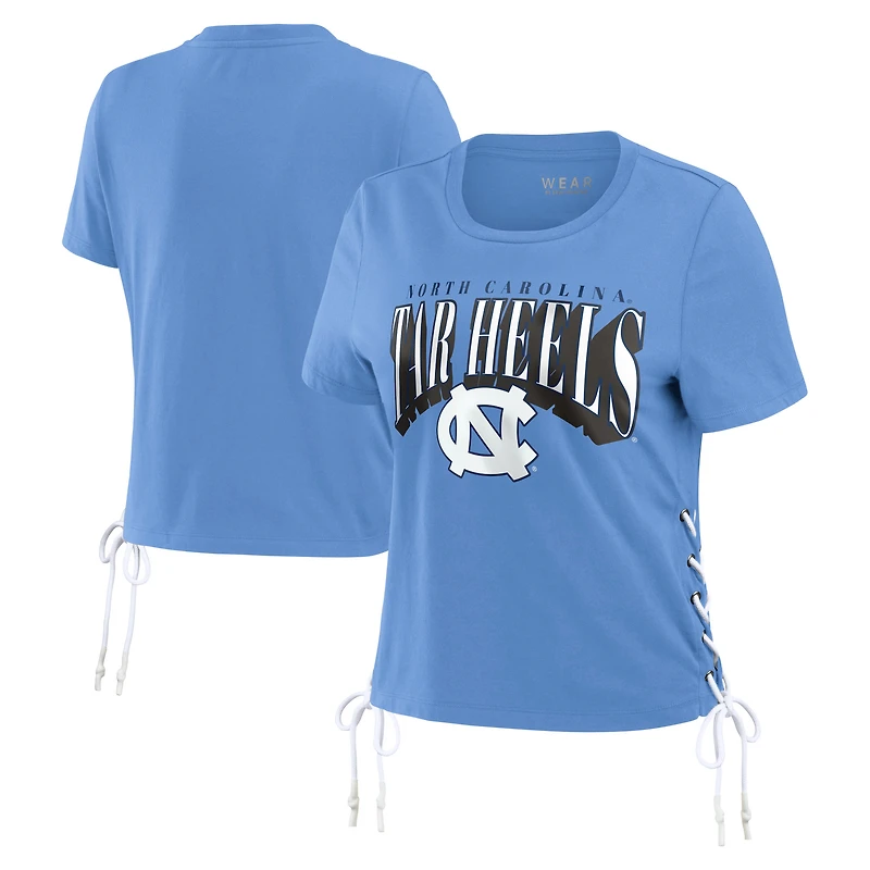 Women's WEAR by Erin Andrews Carolina Blue North Tar Heels Side Lace-Up Modest Crop T-Shirt