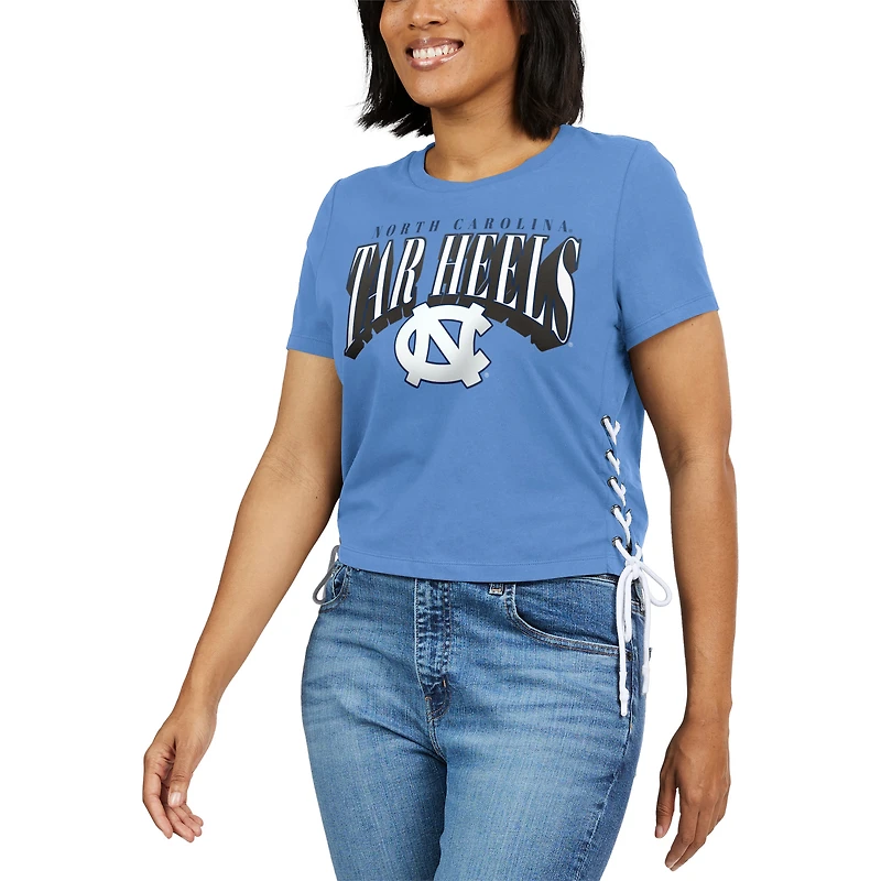 Women's WEAR by Erin Andrews Carolina Blue North Tar Heels Side Lace-Up Modest Crop T-Shirt