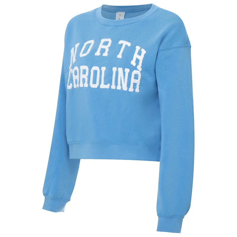 Sweat-shirt court en chenille ZooZatz Carolina Blue North Tar Heels pour femme