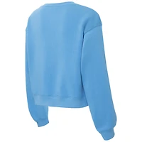 Women's ZooZatz Oatmeal North Carolina Tar Heels Core Chenille Cropped Pullover Sweatshirt