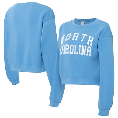 Women's ZooZatz Carolina Blue North Tar Heels Chenille Cropped Sweatshirt