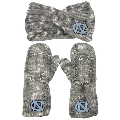 Ensemble bandeau et moufles chinés ZooZatz pour femmes, logo North Carolina Tar Heels
