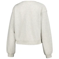 Women's ZooZatz Oatmeal North Carolina Tar Heels Core Chenille Cropped Pullover Sweatshirt