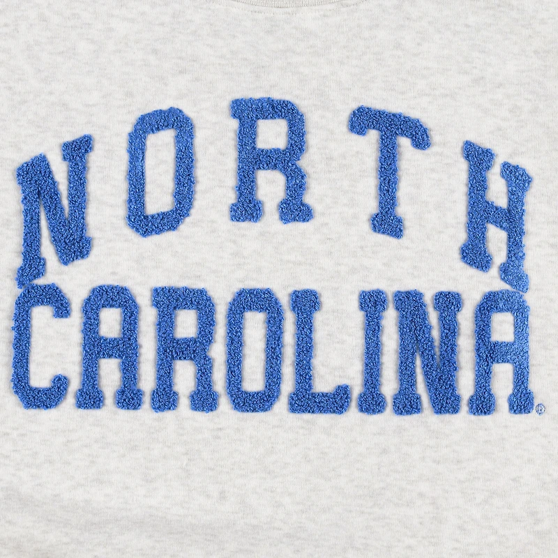 Women's ZooZatz Oatmeal North Carolina Tar Heels Core Chenille Cropped Pullover Sweatshirt