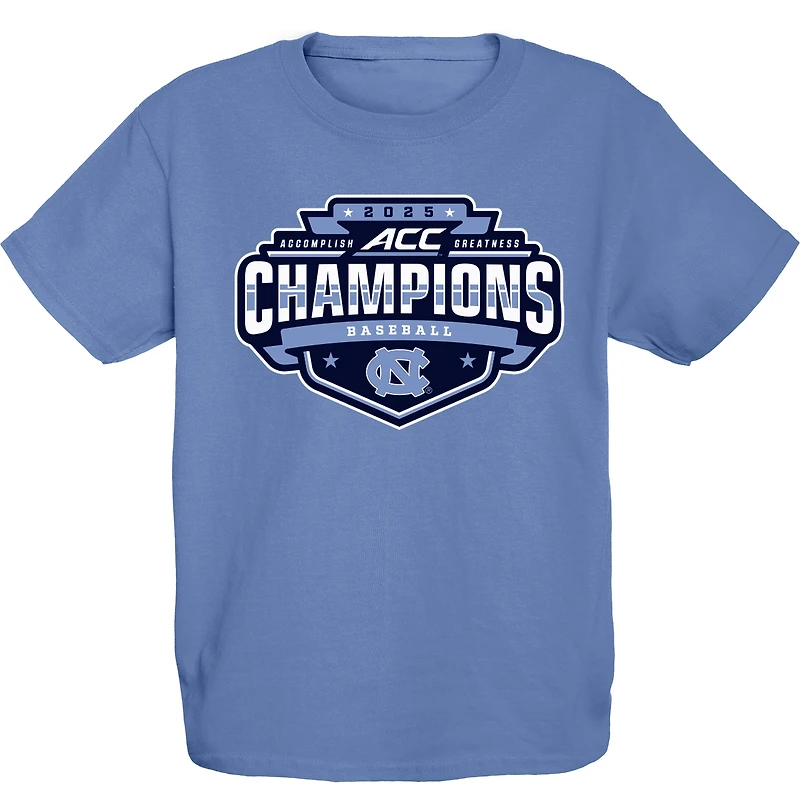 Youth Blue 84 Carolina North Tar Heels 2025 ACC Baseball Conference Tournament Champions Locker Room T-Shirt