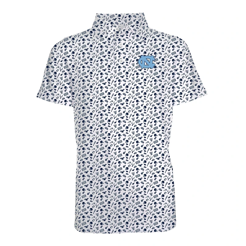 Youth Garb Carolina Blue North Tar Heels Tom Allover Print Performance Polo