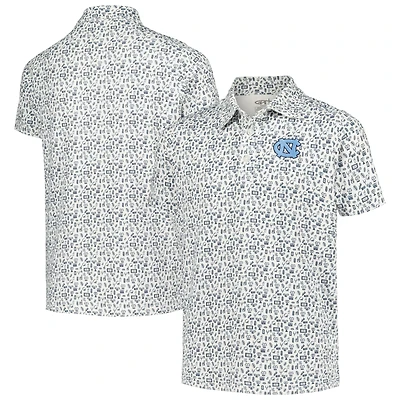 Youth Garb White North Carolina Tar Heels Allover Print Polo