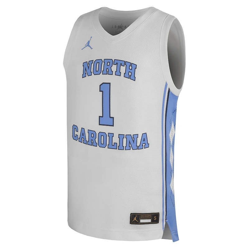 Youth Jordan Brand #1 White North Carolina Tar Heels Replica Basketball Jersey
