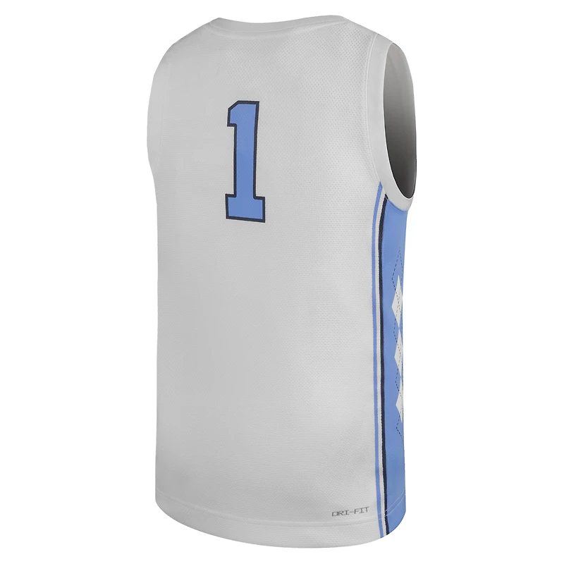 Youth Jordan Brand #1 White North Carolina Tar Heels Replica Basketball Jersey