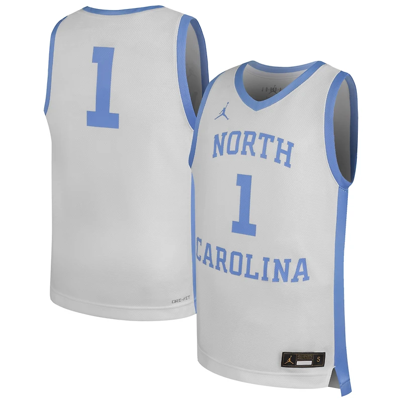 Youth Jordan Brand #1 White North Carolina Tar Heels Replica Basketball Jersey