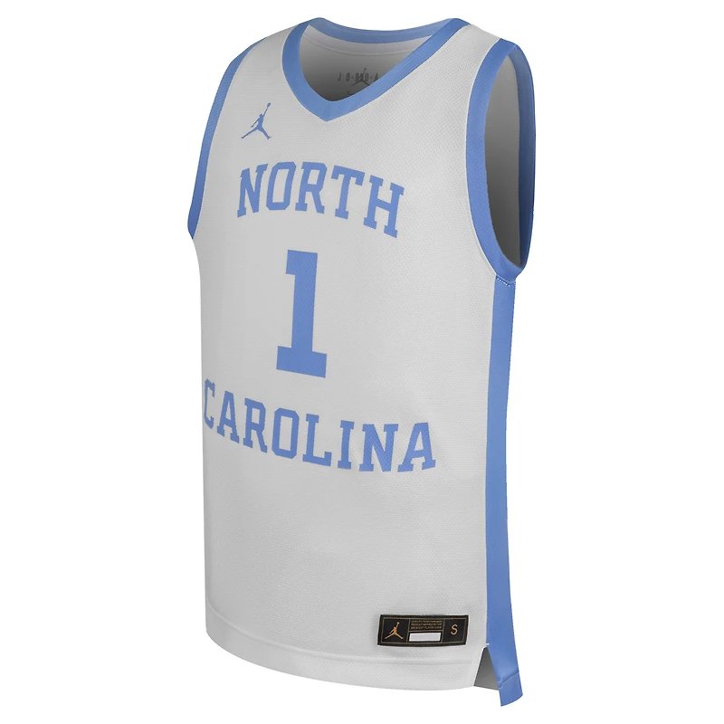 Youth Jordan Brand #1 White North Carolina Tar Heels Replica Basketball Jersey