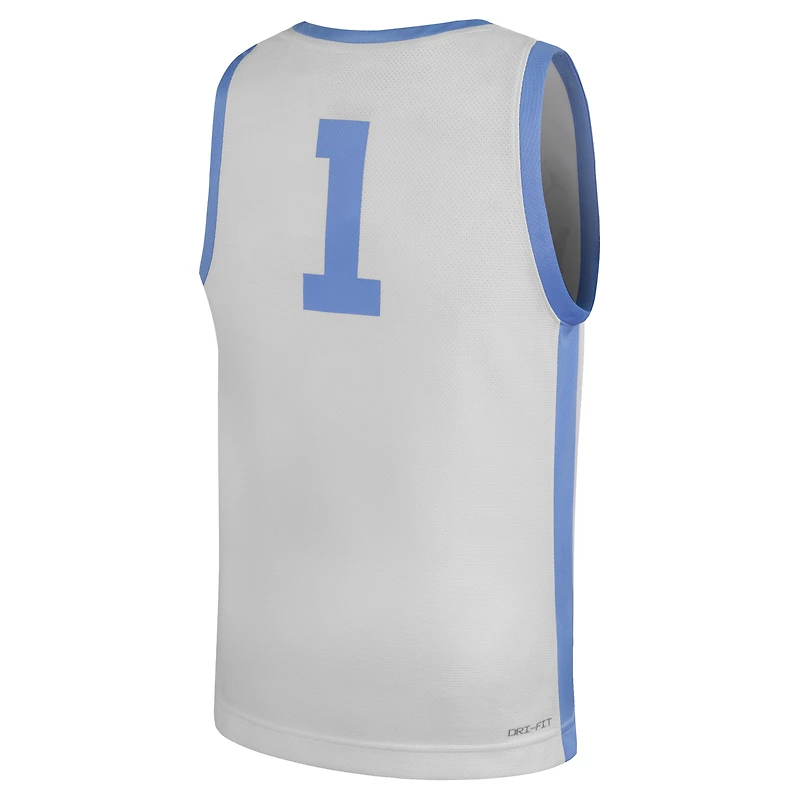 Maillot de basketball réplique Jordan Brand n° 1 blanc des Tar Heels Caroline du Nord pour jeunes