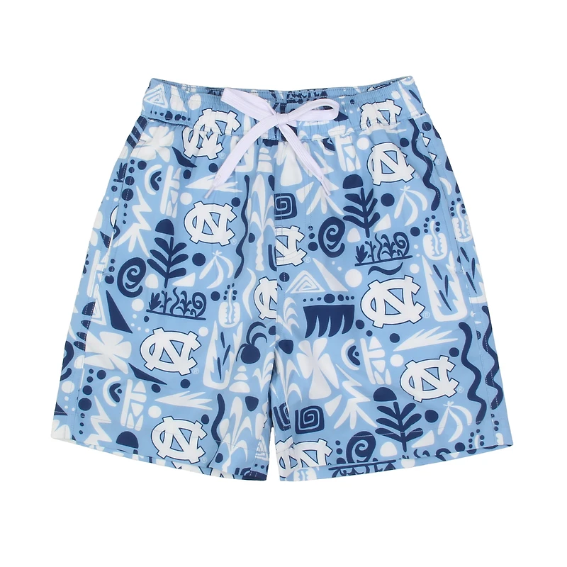 Short de bain imprimé intégral Wes & Willy Carolina Blue North Tar Heels pour enfants