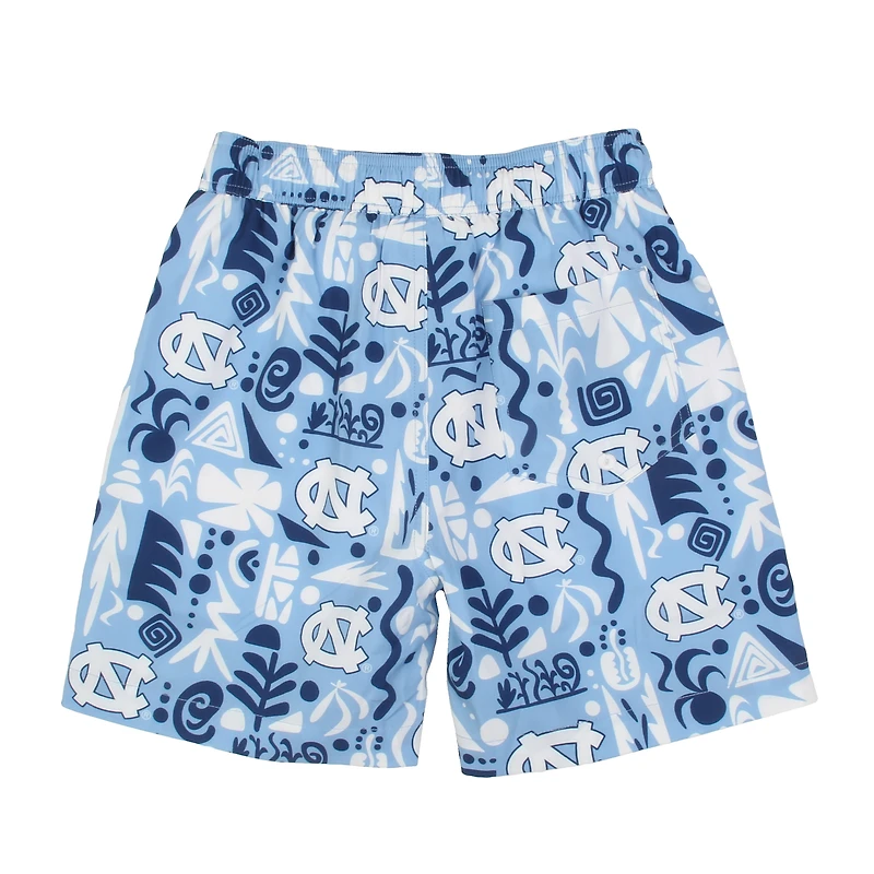 Youth Wes & Willy Carolina Blue North Tar Heels Allover Print Swim Shorts