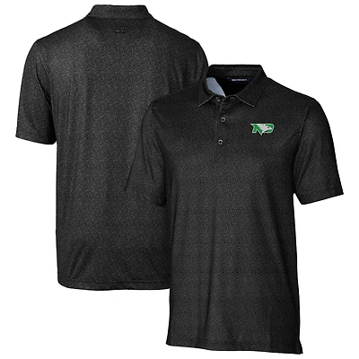 Men's Cutter & Buck  Black North Dakota Pike Micro Floral Stretch Polo