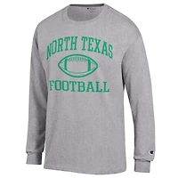 T-shirt à manches longues pour homme, maillot de football américain Champion Grey North Texas Mean Green