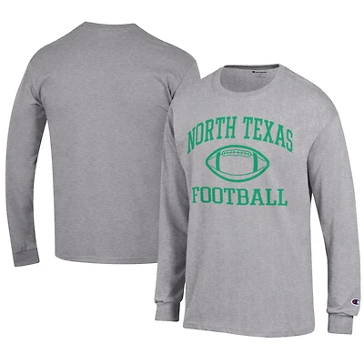 T-shirt à manches longues pour homme, maillot de football américain Champion Grey North Texas Mean Green