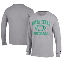 T-shirt à manches longues pour homme, maillot de football américain Champion Grey North Texas Mean Green
