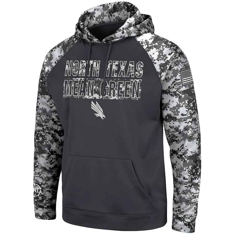 Colosseum Charcoal North Texas Mean Green OHT Military Appreciation Digital Camo Sweat à capuche pour homme