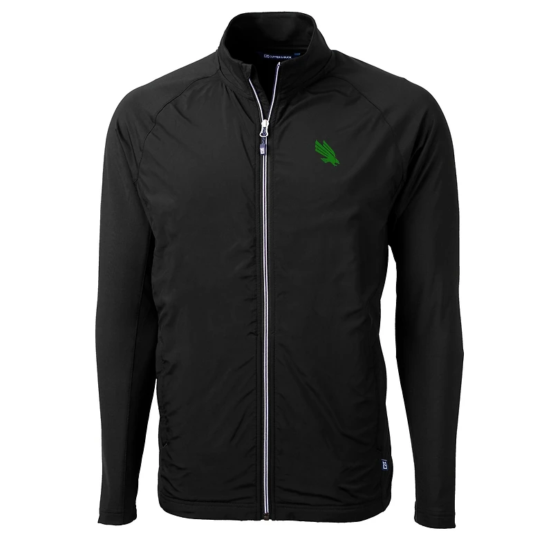 Men's Cutter & Buck Black North Texas Mean Green Adapt Eco Knit Hybrid Recycled Full-Zip Jacket