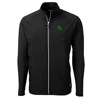 Men's Cutter & Buck Black North Texas Mean Green Adapt Eco Knit Hybrid Recycled Full-Zip Jacket