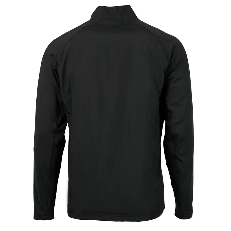 Men's Cutter & Buck Black North Texas Mean Green Adapt Eco Knit Hybrid Recycled Full-Zip Jacket