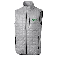 Men's Cutter & Buck Gray North Texas Mean Green Big Tall Rainier PrimaLoft Eco Full-Zip Puffer Vest
