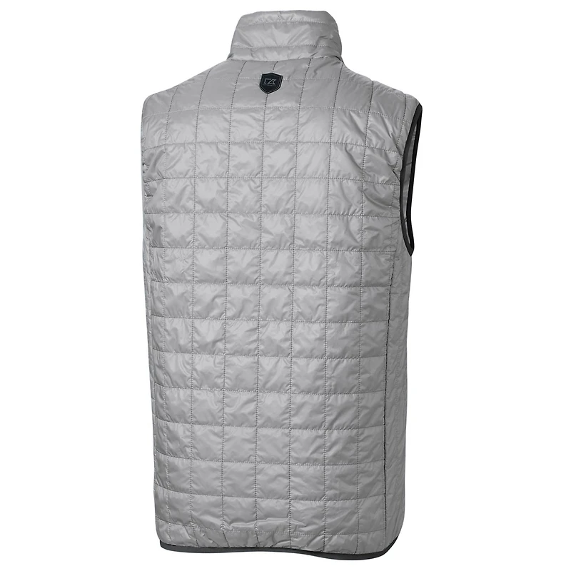 Men's Cutter & Buck Gray North Texas Mean Green Big Tall Rainier PrimaLoft Eco Full-Zip Puffer Vest