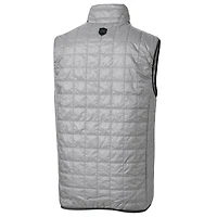 Men's Cutter & Buck Gray North Texas Mean Green Big Tall Rainier PrimaLoft Eco Full-Zip Puffer Vest