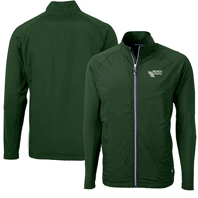 Men's Cutter & Buck Green North Texas Mean Adapt Eco Knit Hybrid Recycled Full-Zip Jacket